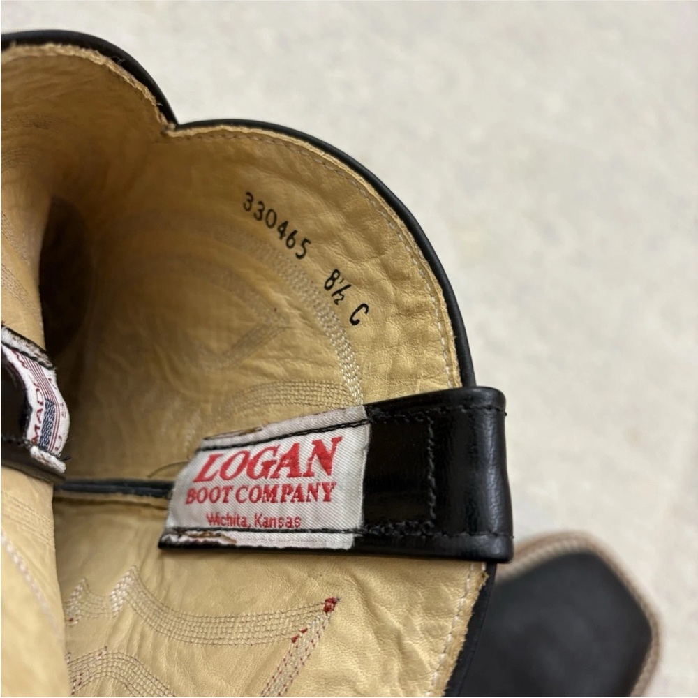 Logan Boot Company Wichita Kansas Western Leather Cowboy Boots Men’s Size 8.5 C - Picture 8 of 12